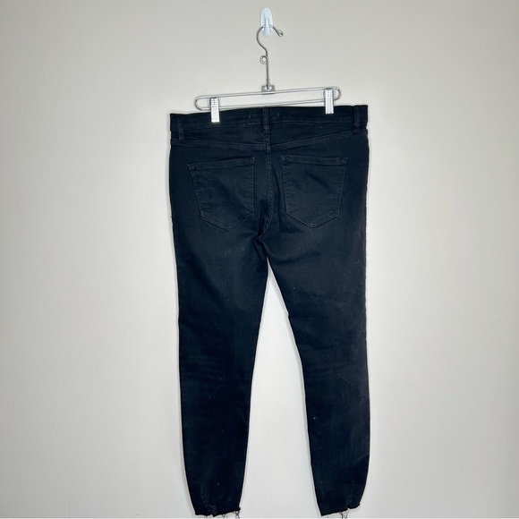 Free People High Rise Stretch Skinny Distressed Jeans Raw Hem Black Size 28 - Picture 6 of 11